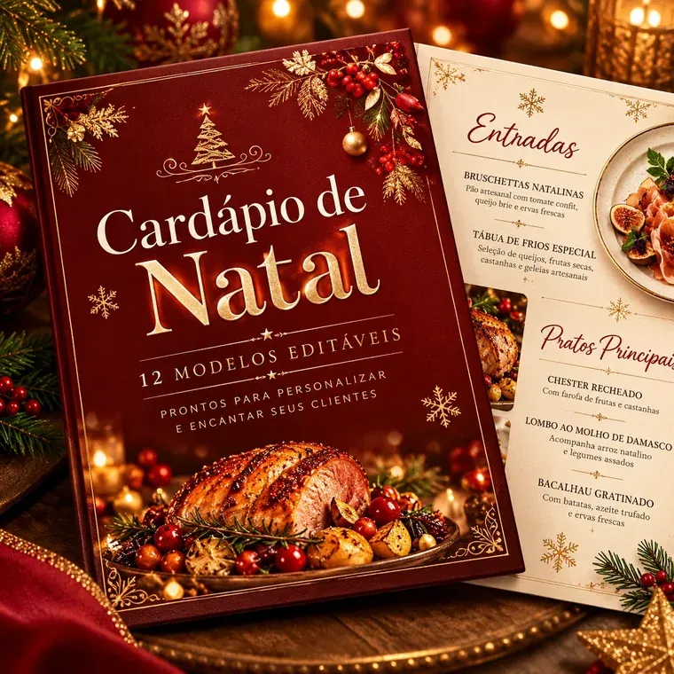 Cardápio de Natal editável no Canva