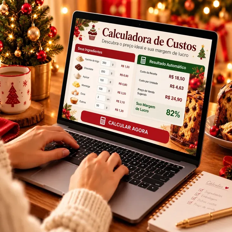 Calculadora de preços calculando custos e lucro