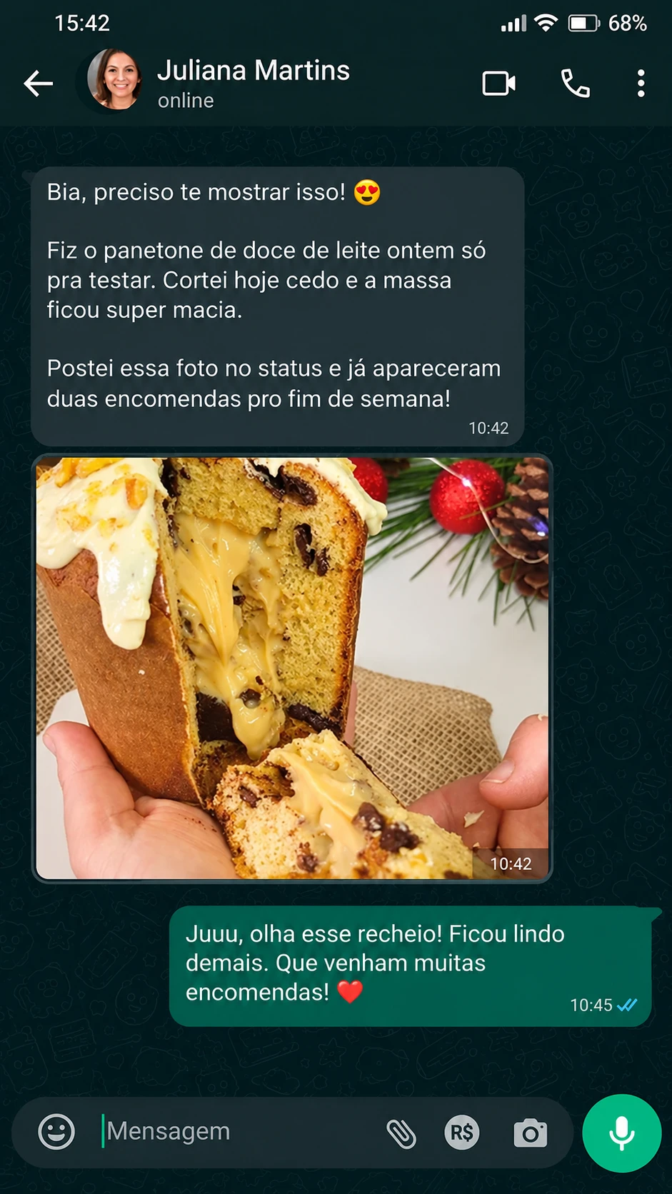 Depoimento de confeiteira que fez panetone recheado com a receita do kit
