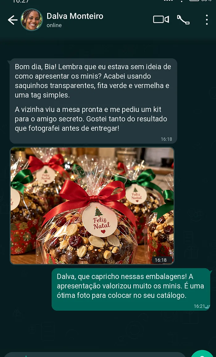 Conversa no WhatsApp sobre mini panetones embalados